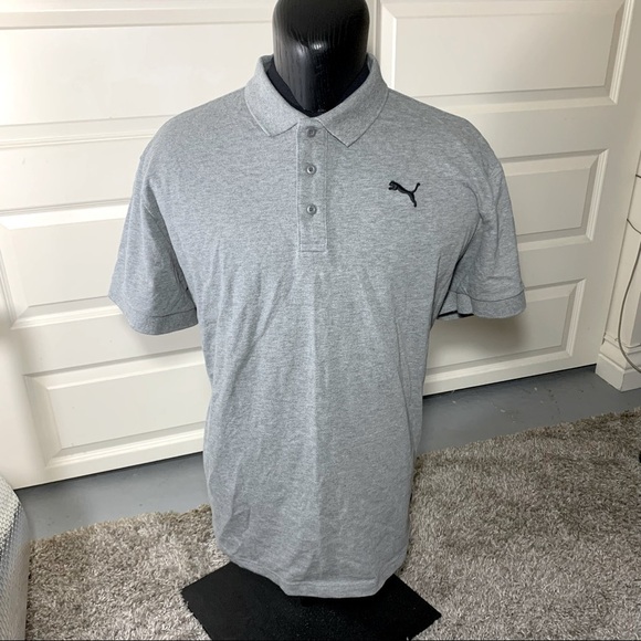 PUMA gray vintage polo cotton shirt 1/4 button embroider logo chest comfy 2XL - Picture 4 of 14